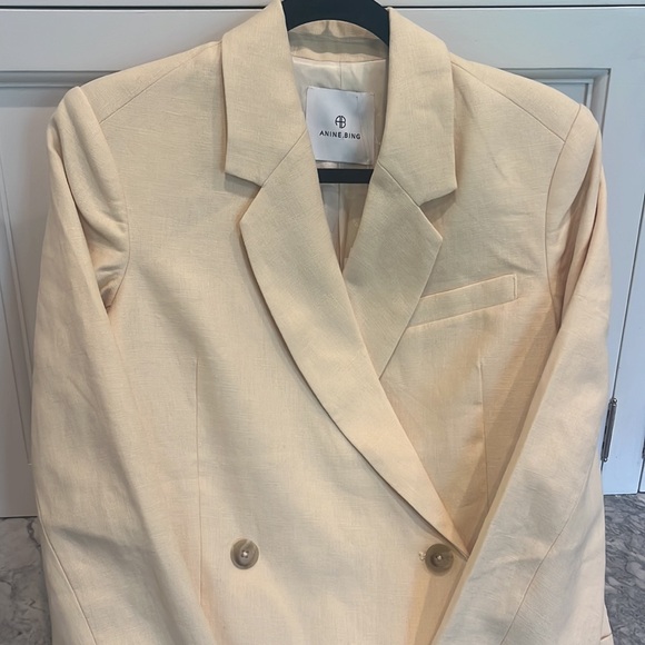 ANNE BING Yellow linen Double breasted Kaia Blazer - Picture 4 of 6